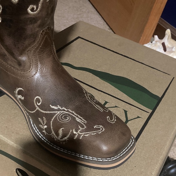 Brown Embroidered Kids Boots